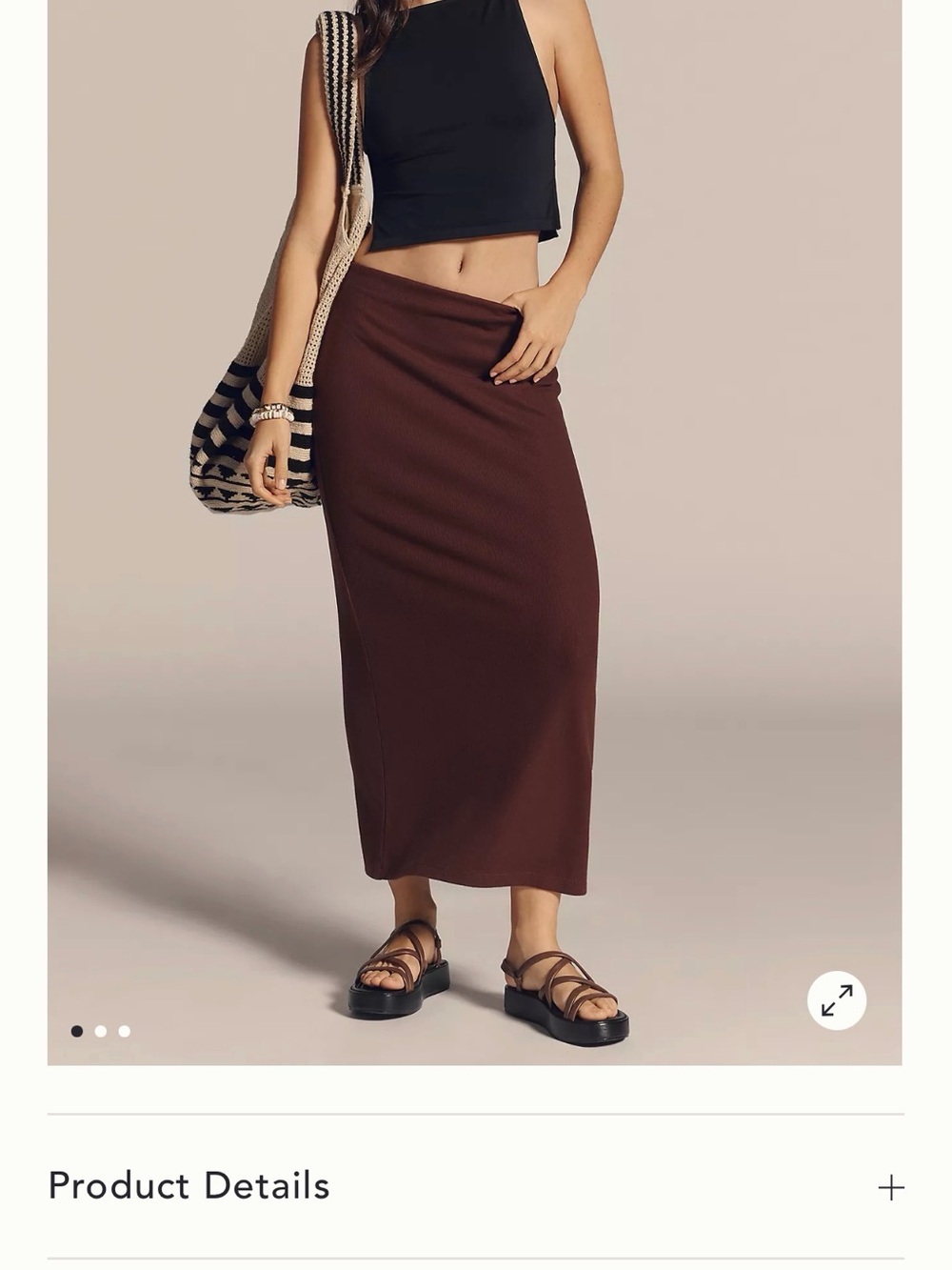 Daily Practice- Anthropologie High-Rise Flexible Midi Skirt in Rich Brown -Sz S